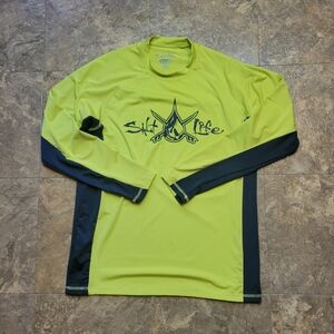 Salt Life SLX Long Sleeve Shirt Mens Small S Yellow Black UPF 50 Beach Surf